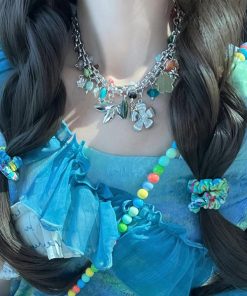 Colorful Heavy Metal Flower Necklace - Vacation Style Clavicle Chain Accessory for Sweet and Spicy Girls, Trendy Boho Fashion Statement