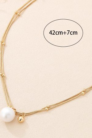 Colorful Imitation Pearl Necklace for Girls - Light Luxury Clavicle Chain with High-Quality Elegance and Trendy Style