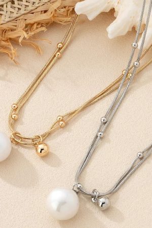 Colorful Imitation Pearl Necklace for Girls - Light Luxury Clavicle Chain with High-Quality Elegance and Trendy Style