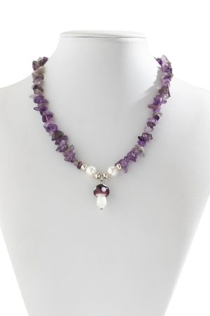 Colorful Irregular Stone Choker Necklace with Mushroom Sun Pendant - European American Spicy Girl Style Fantasy Jewelry