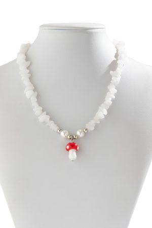 Colorful Irregular Stone Choker Necklace with Mushroom Sun Pendant - European American Spicy Girl Style Fantasy Jewelry