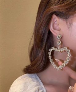 Colorful Love Heart Crystal Baroque Drop Earrings for Women - Unique Exaggerated Design, High-End Fashion Accessories, Trendy European Style