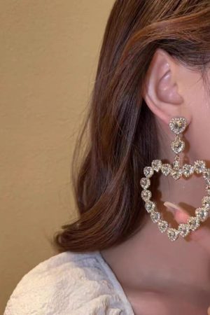 Colorful Love Heart Crystal Baroque Drop Earrings for Women - Unique Exaggerated Design, High-End Fashion Accessories, Trendy European Style