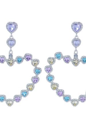 Colorful Love Heart Crystal Baroque Drop Earrings for Women - Unique Exaggerated Design, High-End Fashion Accessories, Trendy European Style