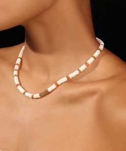 Colorful Natural Stone Beaded Necklace - Vintage European American Ins Style Collarbone Chain - Gold-Plated Summer Jewelry for Women