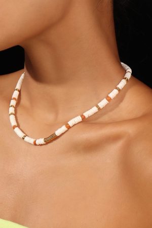 Colorful Natural Stone Beaded Necklace - Vintage European American Ins Style Collarbone Chain - Gold-Plated Summer Jewelry for Women