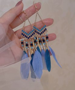 Colorful Peacock Feather Earrings for Women, Ethnic Exotic Design, Tibetan Yunnan Travel Hook Earrings, Fairy-Inspired Boho Jewelry