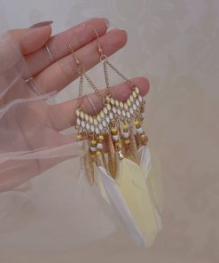 Colorful Peacock Feather Earrings for Women, Ethnic Exotic Design, Tibetan Yunnan Travel Hook Earrings, Fairy-Inspired Boho Jewelry