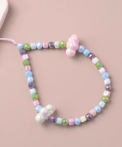 Colorful Pearl Cloud Phone Chain Lanyard - Creative High-End Pendant for Women, Anti-Drop Wrist Strap, Trendy Accessory