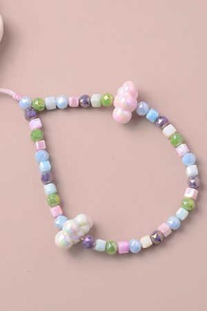 Colorful Pearl Cloud Phone Chain Lanyard - Creative High-End Pendant for Women, Anti-Drop Wrist Strap, Trendy Accessory
