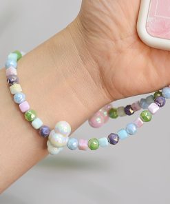 Colorful Pearl Cloud Phone Chain Lanyard - Creative High-End Pendant for Women, Anti-Drop Wrist Strap, Trendy Accessory
