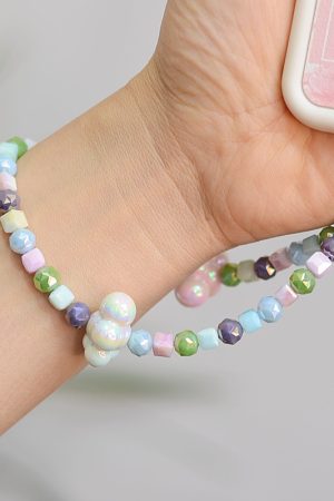 Colorful Pearl Cloud Phone Chain Lanyard - Creative High-End Pendant for Women, Anti-Drop Wrist Strap, Trendy Accessory