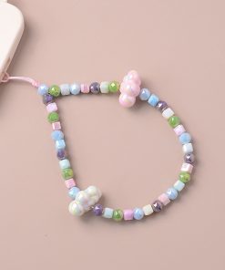 Colorful Pearl Cloud Phone Chain Lanyard - Creative High-End Pendant for Women, Anti-Drop Wrist Strap, Trendy Accessory