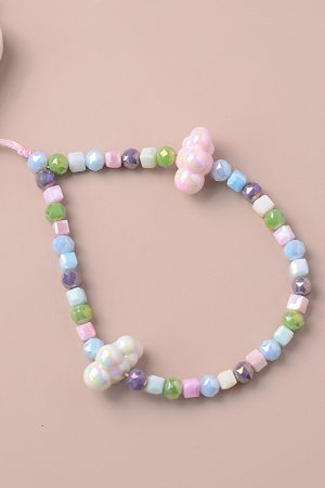 Colorful Pearl Cloud Phone Chain Lanyard - Creative High-End Pendant for Women, Anti-Drop Wrist Strap, Trendy Accessory
