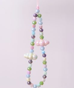 Colorful Pearl Cloud Phone Chain Lanyard - Creative High-End Pendant for Women, Anti-Drop Wrist Strap, Trendy Accessory