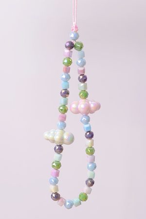 Colorful Pearl Cloud Phone Chain Lanyard - Creative High-End Pendant for Women, Anti-Drop Wrist Strap, Trendy Accessory