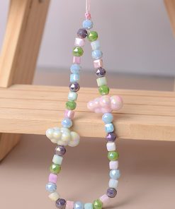 Colorful Pearl Cloud Phone Chain Lanyard - Creative High-End Pendant for Women, Anti-Drop Wrist Strap, Trendy Accessory