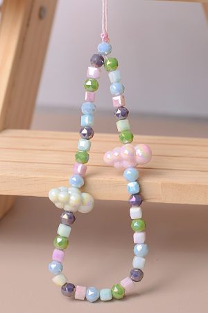 Colorful Pearl Cloud Phone Chain Lanyard - Creative High-End Pendant for Women, Anti-Drop Wrist Strap, Trendy Accessory