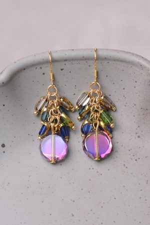 Colorful Retro Beaded Tassel Earrings - Trendy Unique Ear Studs for Women, Light Luxury High-End Style