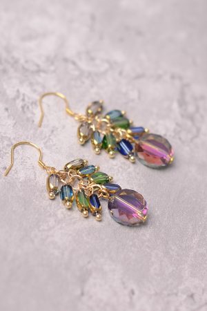 Colorful Retro Beaded Tassel Earrings - Trendy Unique Ear Studs for Women, Light Luxury High-End Style