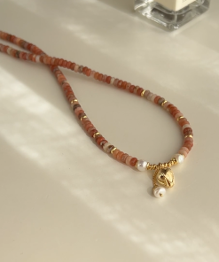 Colorful Retro Chinese Style Natural Stone Necklace for Women - 2025 Ethnic Bead Stacking Clavicle Chain