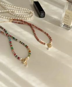 Colorful Retro Chinese Style Natural Stone Necklace for Women - 2025 Ethnic Bead Stacking Clavicle Chain