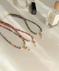 Colorful Retro Chinese Style Natural Stone Necklace for Women - 2025 Ethnic Bead Stacking Clavicle Chain