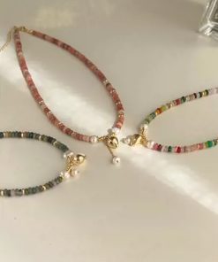 Colorful Retro Chinese Style Natural Stone Necklace for Women - 2025 Ethnic Bead Stacking Clavicle Chain