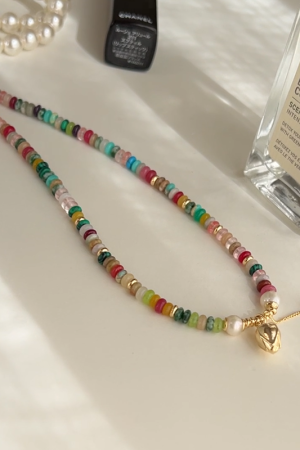 Colorful Retro Chinese Style Natural Stone Necklace for Women - 2025 Ethnic Bead Stacking Clavicle Chain