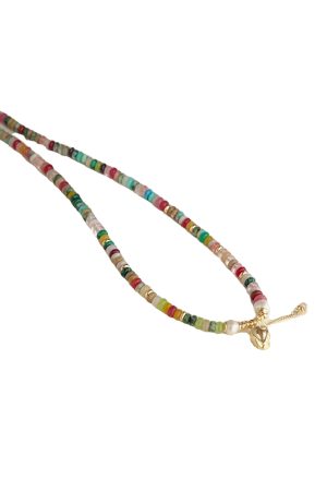 Colorful Retro Chinese Style Natural Stone Necklace for Women - 2025 Ethnic Bead Stacking Clavicle Chain