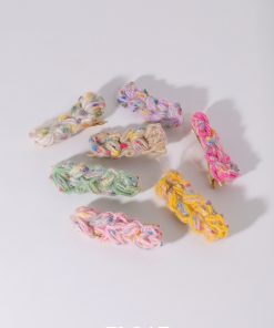 Colorful Retro Yarn Cable Hair Clip for Women - Sweet Mixed Line Duckbill Clip for Side Bangs - Plush Headwear for Spring Summer