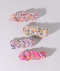 Colorful Retro Yarn Cable Hair Clip for Women - Sweet Mixed Line Duckbill Clip for Side Bangs - Plush Headwear for Spring Summer