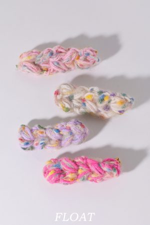 Colorful Retro Yarn Cable Hair Clip for Women - Sweet Mixed Line Duckbill Clip for Side Bangs - Plush Headwear for Spring Summer