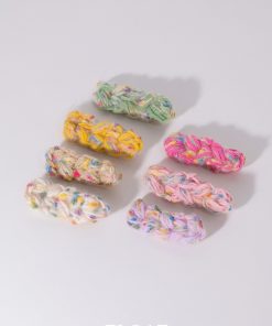 Colorful Retro Yarn Cable Hair Clip for Women - Sweet Mixed Line Duckbill Clip for Side Bangs - Plush Headwear for Spring Summer