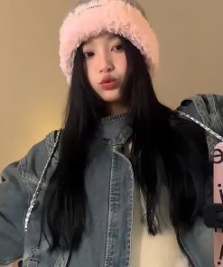 Colorful Striped Woolen Bucket Hat - Retro Korean Style Knitted Hat for Autumn Winter, Warm Slouchy Design with Ear Protection