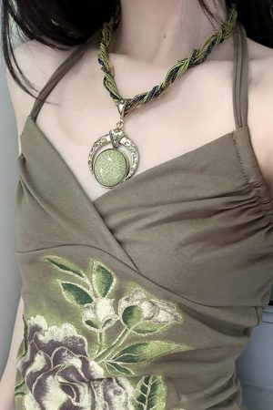 Colorful Summer Vintage Round Pendant Necklace for Women, Bohemian Multi-Layer Winding Chain, Ethnic Style Choker for Festival Fashion