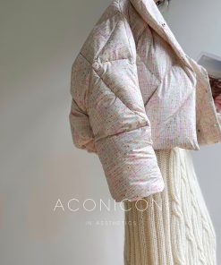 Colorful Sweetheart Cloud Print Puff Jacket - Thickened Duck Down Winter Coat for Women - Trendy 2025 Fashion Outerwear