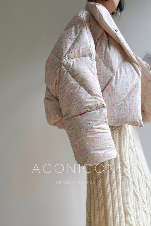 Colorful Sweetheart Cloud Print Puff Jacket - Thickened Duck Down Winter Coat for Women - Trendy 2025 Fashion Outerwear