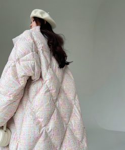 Colorful Sweetheart Cloud Print Puff Jacket - Thickened Duck Down Winter Coat for Women - Trendy 2025 Fashion Outerwear