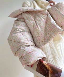 Colorful Sweetheart Cloud Print Puff Jacket - Thickened Duck Down Winter Coat for Women - Trendy 2025 Fashion Outerwear