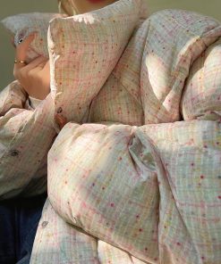 Colorful Sweetheart Cloud Print Puff Jacket - Thickened Duck Down Winter Coat for Women - Trendy 2025 Fashion Outerwear