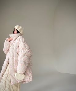 Colorful Sweetheart Cloud Print Puff Jacket - Thickened Duck Down Winter Coat for Women - Trendy 2025 Fashion Outerwear