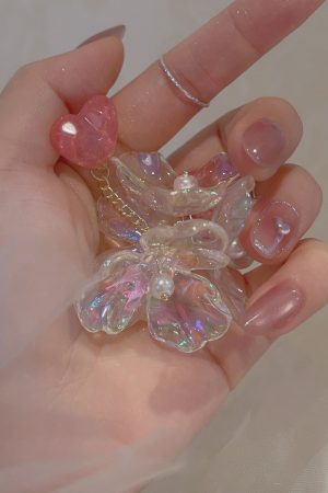 Colorful Transparent Petal Earrings for Women - Long Pink Heart-Shaped Seaside Vacation Ear Accessories, Mosquito Coil Ear Clips