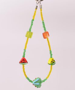 Colorful Watermelon Heart-Shaped Bead Pendant Bag Charm Keychain - Summer Mobile Phone Accessory