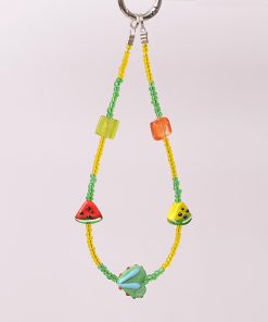 Colorful Watermelon Heart-Shaped Bead Pendant Bag Charm Keychain - Summer Mobile Phone Accessory