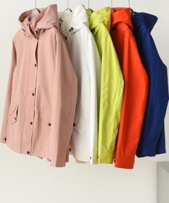 Colorful Women's Windbreaker Jacket - Waterproof, Windproof, Drawstring Waist, Hooded Outdoor Work Jacket