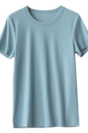 Comfortable Solid Color Slimming T-Shirt - Short Sleeve Round Neck Basic Tee for Summer Fashion in Multi-Colors
