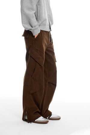 Commuter Six-Pocket Work Pants in Brown Gray - Versatile, Functional Design for Urban Style