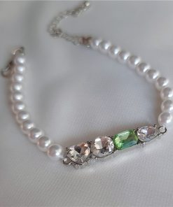 Contrasting Color Pearl Necklace with Sparkling Clavicle Chain - Korean & Japanese Niche Design for Women