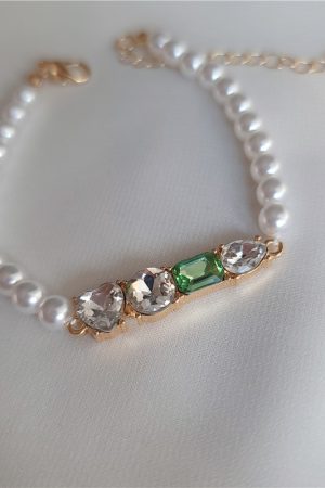 Contrasting Color Pearl Necklace with Sparkling Clavicle Chain - Korean & Japanese Niche Design for Women